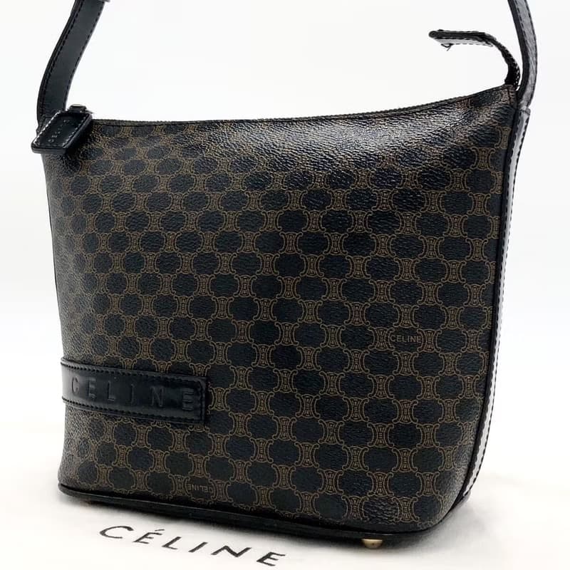 絕版稀有品中古二手Celine黑色老花飯盒皮革單肩側背孭揹小包手袋