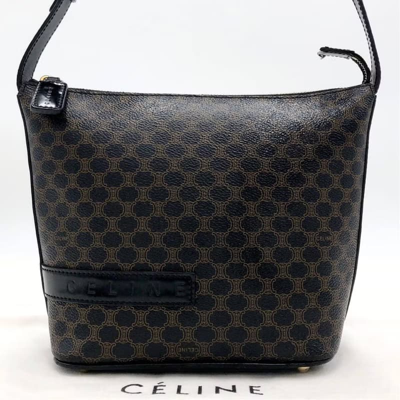 絕版稀有品中古二手Celine黑色老花飯盒皮革單肩側背孭揹小包手袋