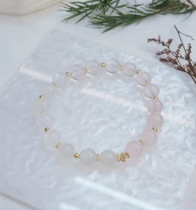 聖誕禮盒 粉晶 月光石 白幽靈||人緣 愛情桃花 舒壓助眠 水晶手鍊