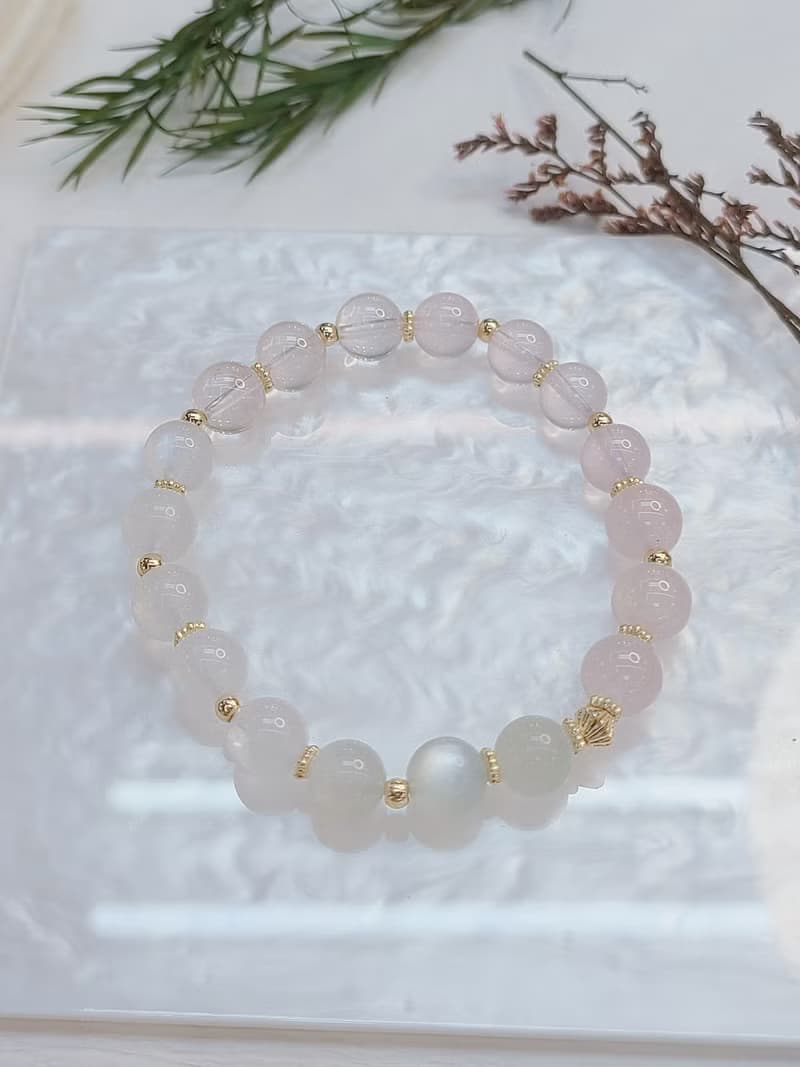 聖誕禮盒 粉晶 月光石 白幽靈||人緣 愛情桃花 舒壓助眠 水晶手鍊
