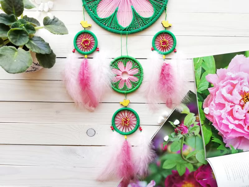 Large pink dreamcatcher, Flower, Nursery decor, Dream catcher, Botanical