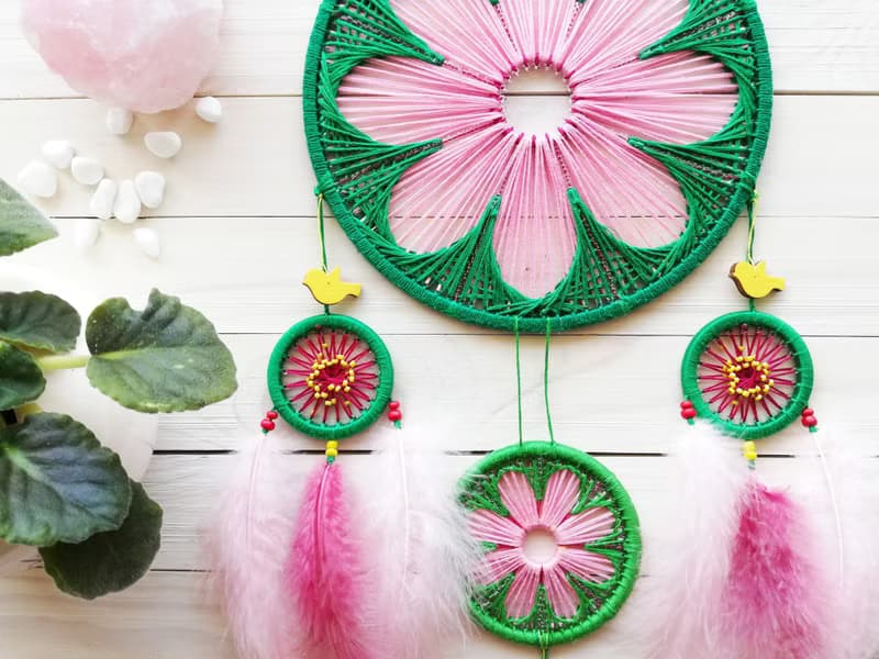 Large pink dreamcatcher, Flower, Nursery decor, Dream catcher, Botanical