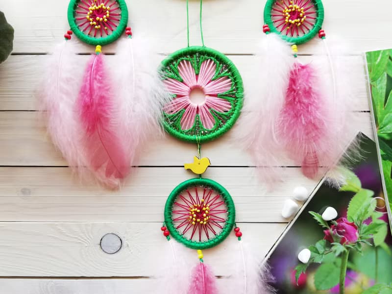 Large pink dreamcatcher, Flower, Nursery decor, Dream catcher, Botanical