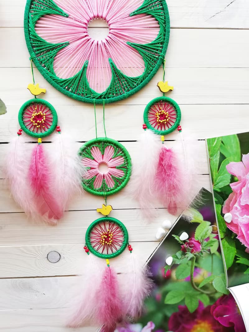 Large pink dreamcatcher, Flower, Nursery decor, Dream catcher, Botanical
