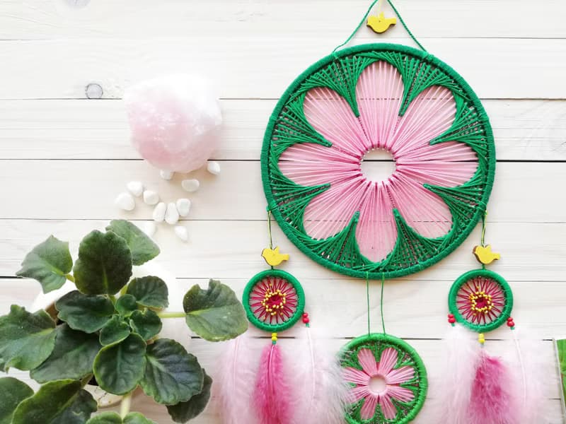 Large pink dreamcatcher, Flower, Nursery decor, Dream catcher, Botanical