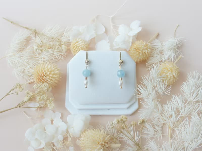 水手 Aquamarine Freshwater Pearl 海藍寶 珍珠 耳環