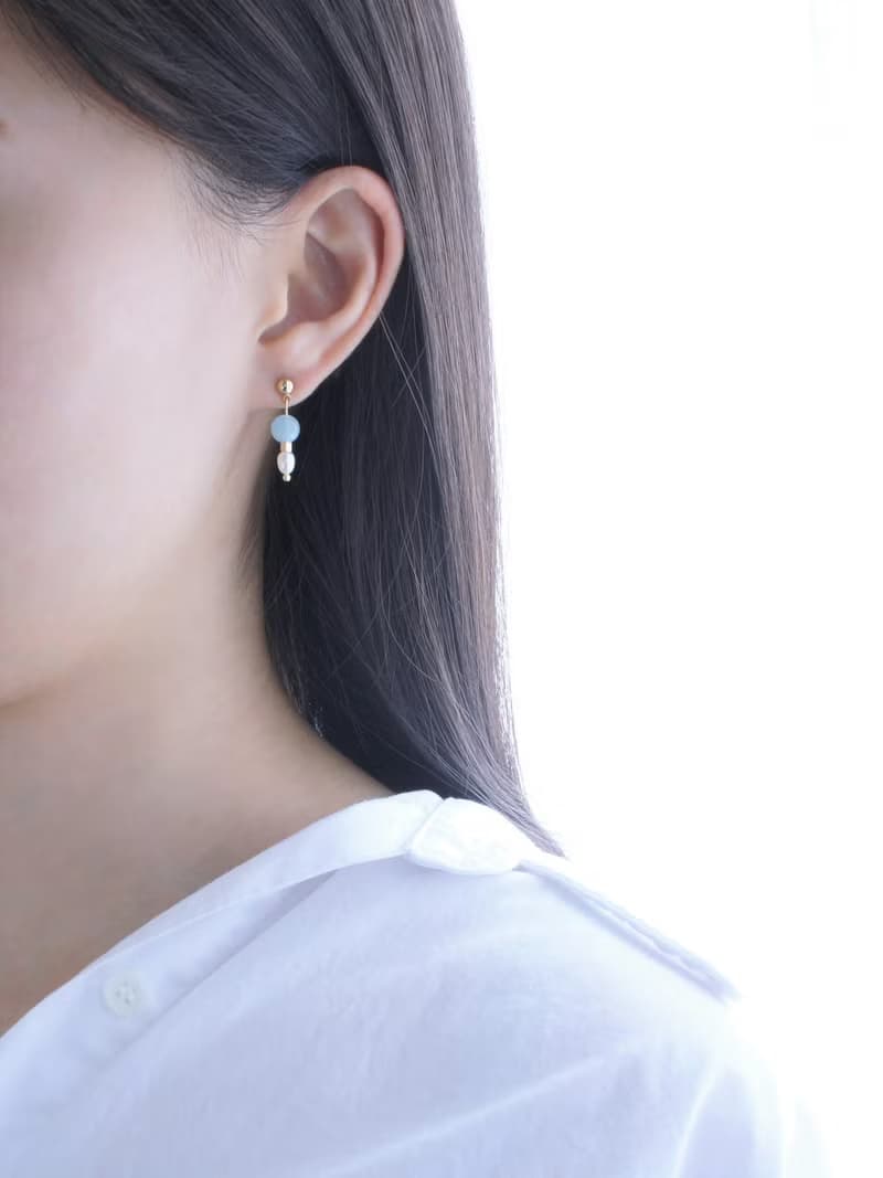 水手 Aquamarine Freshwater Pearl 海藍寶 珍珠 耳環