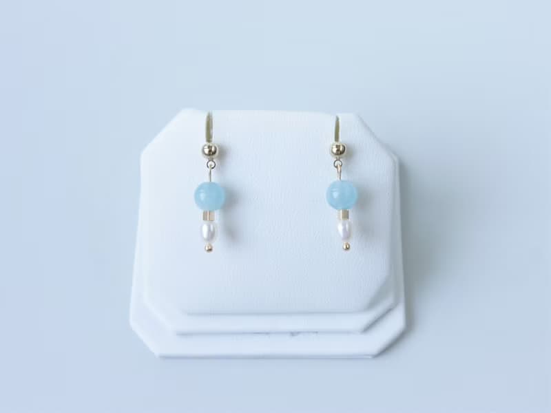 水手 Aquamarine Freshwater Pearl 海藍寶 珍珠 耳環