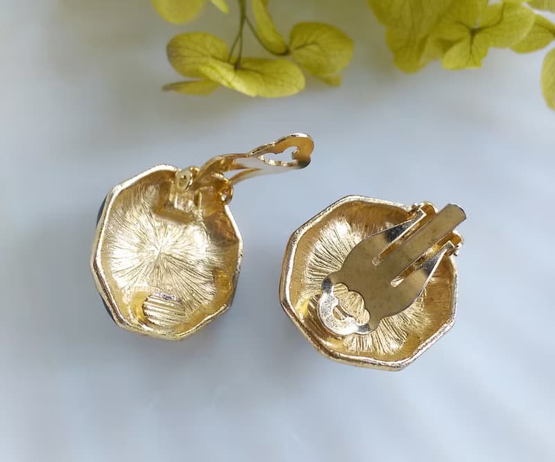 Vintage Jewelry 西洋古董飾品 典雅 雙色白珠 夾式耳環