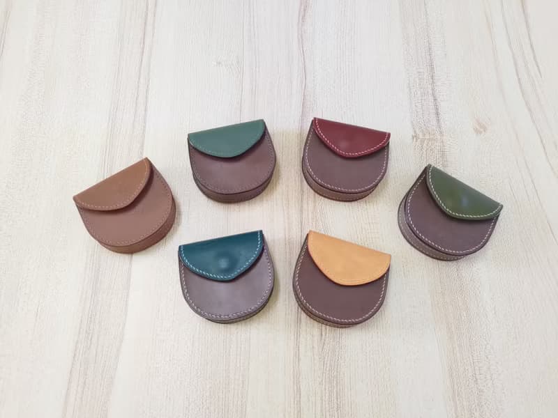 馬蹄型零錢包(磁扣款) 駒縫馬蹄型零錢包 真皮全手縫