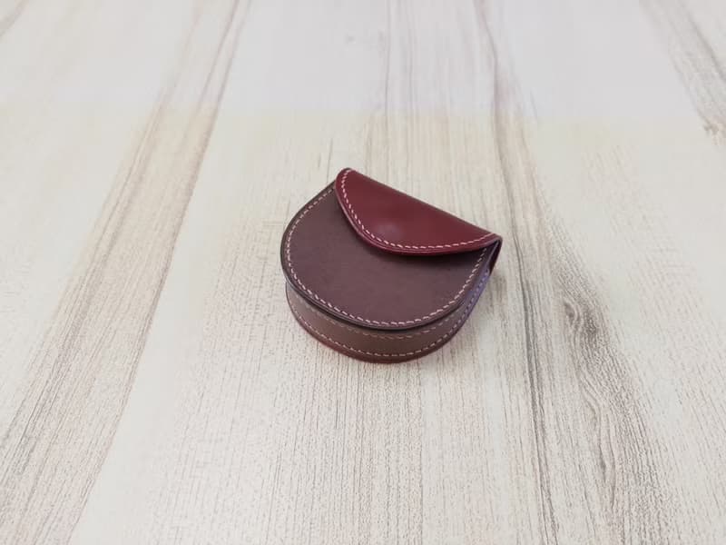 馬蹄型零錢包(磁扣款) 駒縫馬蹄型零錢包 真皮全手縫