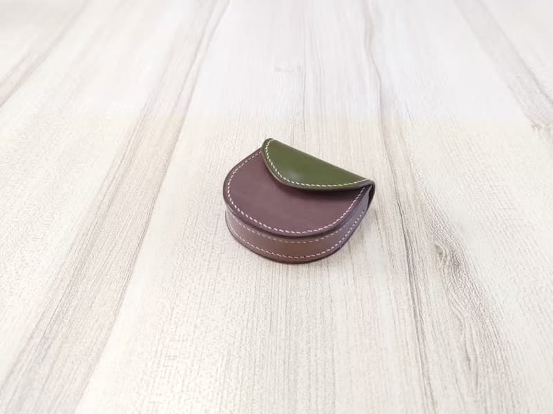 馬蹄型零錢包(磁扣款) 駒縫馬蹄型零錢包 真皮全手縫