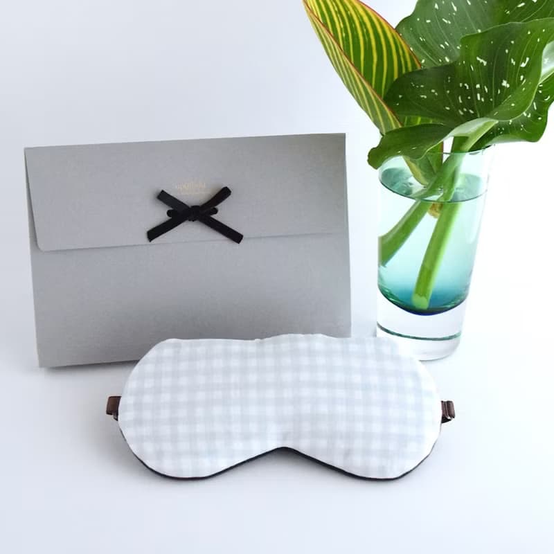日本眼罩   夏日格紋 |Blue Gray|有附收納袋|免費禮品包裝