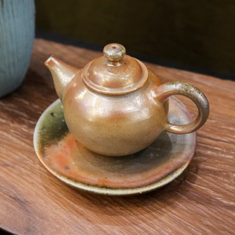 樸光 柴燒厚胎小茶壺 一壺二杯 旅行茶具組