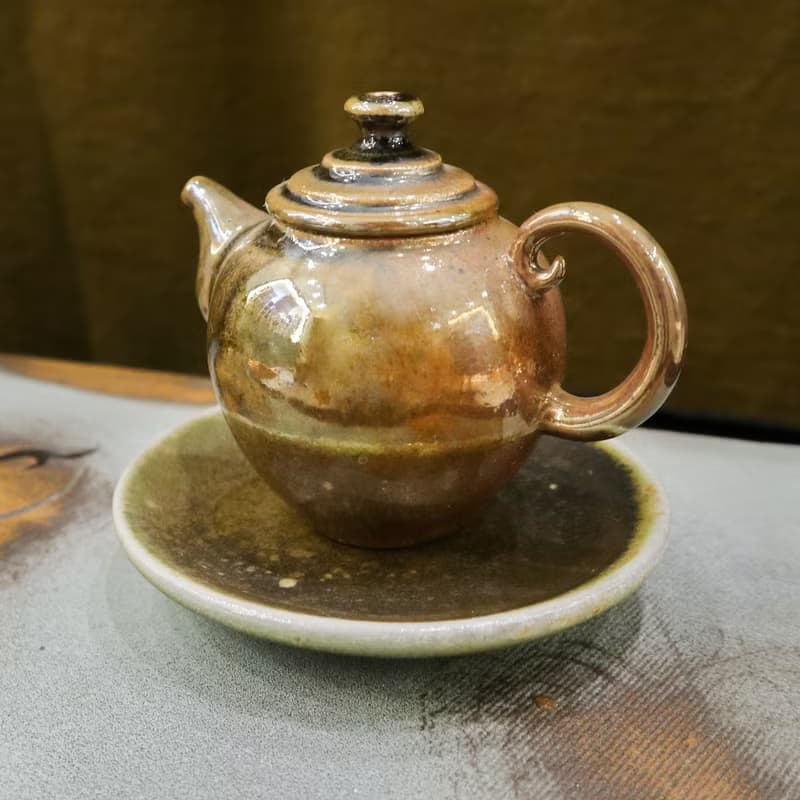 樸光 柴燒厚胎小茶壺 一壺二杯 旅行茶具組