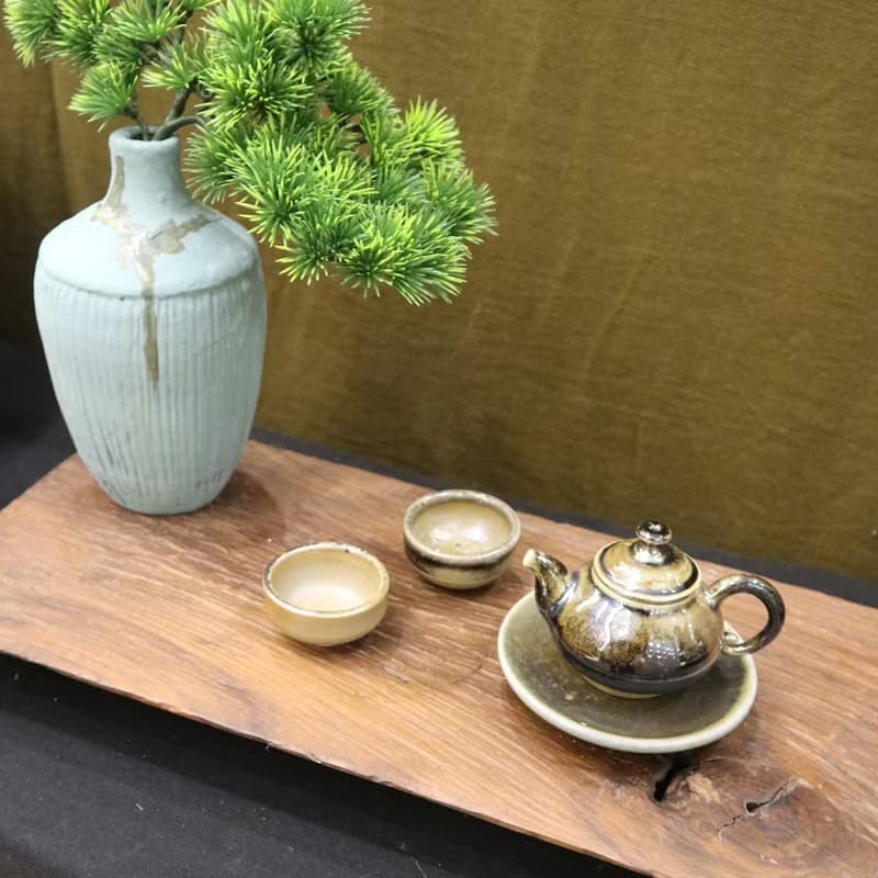 樸光 柴燒厚胎小茶壺 一壺二杯 旅行茶具組