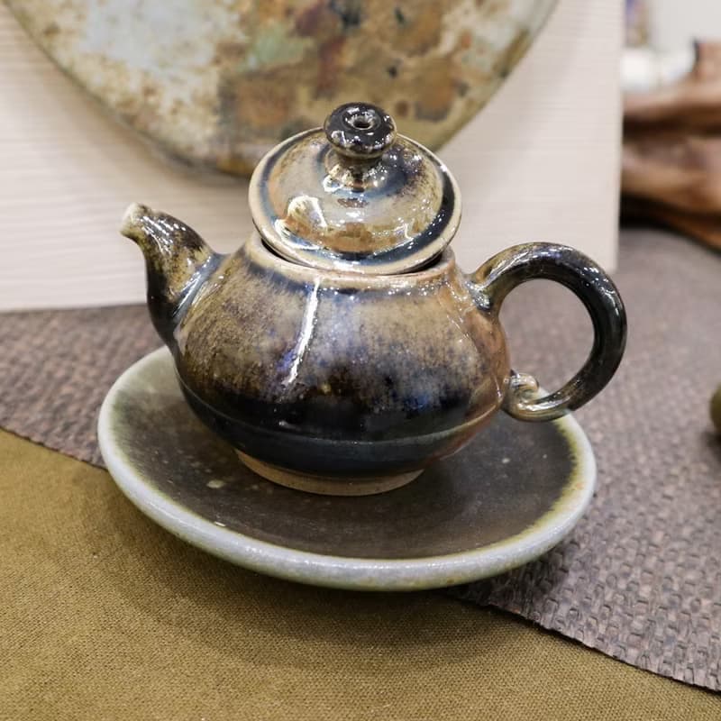 樸光 柴燒厚胎小茶壺 一壺二杯 旅行茶具組