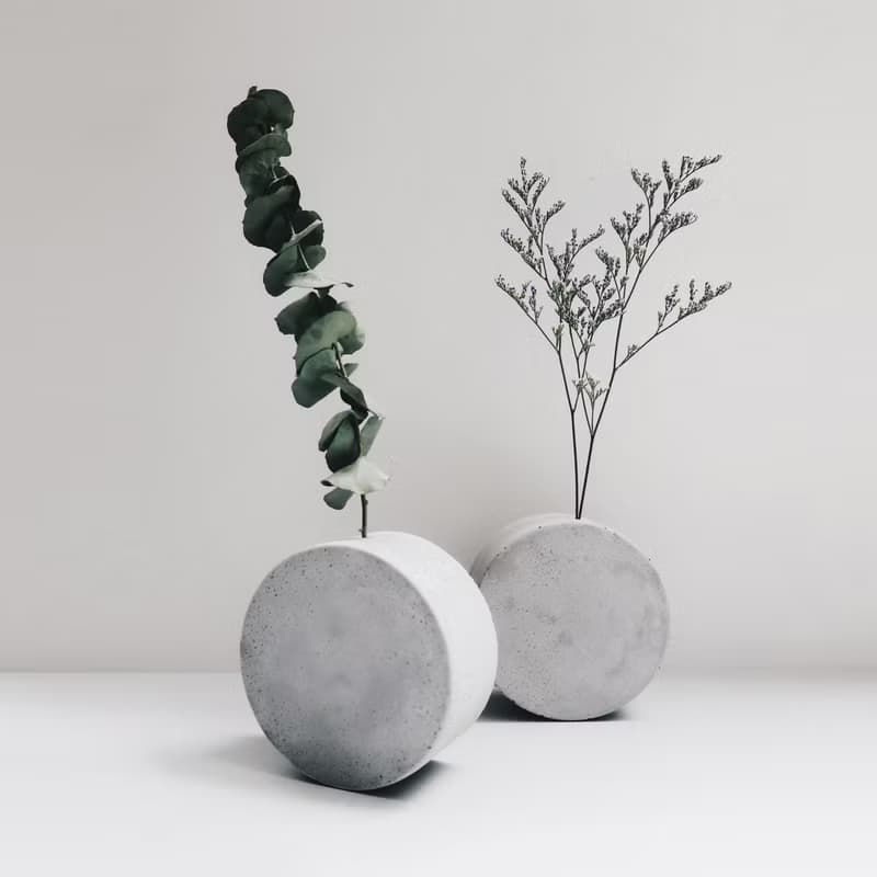 FULL MOON 望月 | 圓形轉轉水泥花器・花插・花瓶 (附植物)