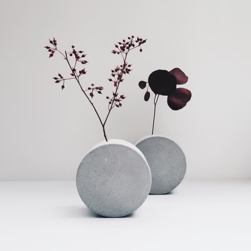 FULL MOON 望月 | 圓形轉轉水泥花器・花插・花瓶 (附植物)