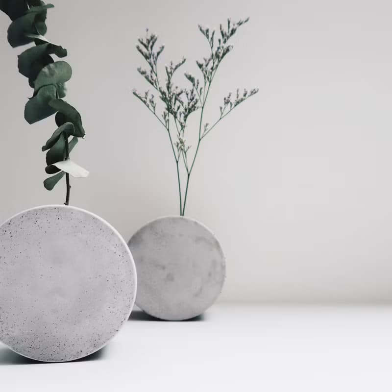 FULL MOON 望月 | 圓形轉轉水泥花器・花插・花瓶 (附植物)