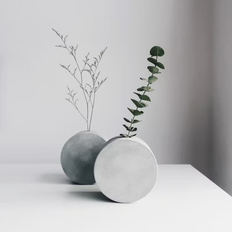 FULL MOON 望月 | 圓形轉轉水泥花器・花插・花瓶 (附植物)