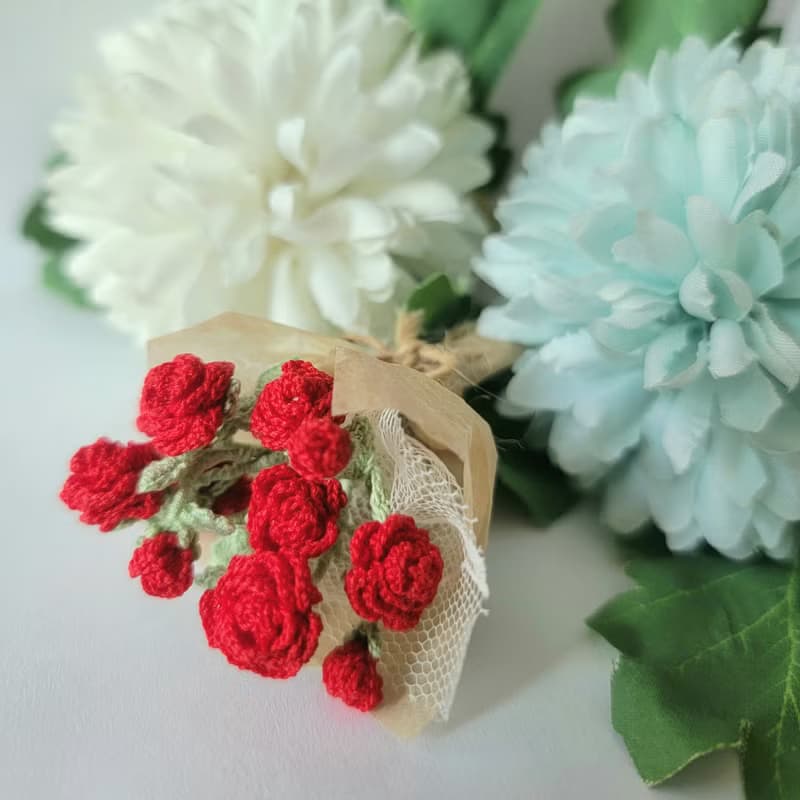玫瑰花 迷你花束 小花束 / 扣針 胸針 心口針 人手鉤織