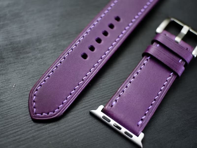 【歡慶週年慶】【超划算】  applewatch真皮手縫錶帶-紫色