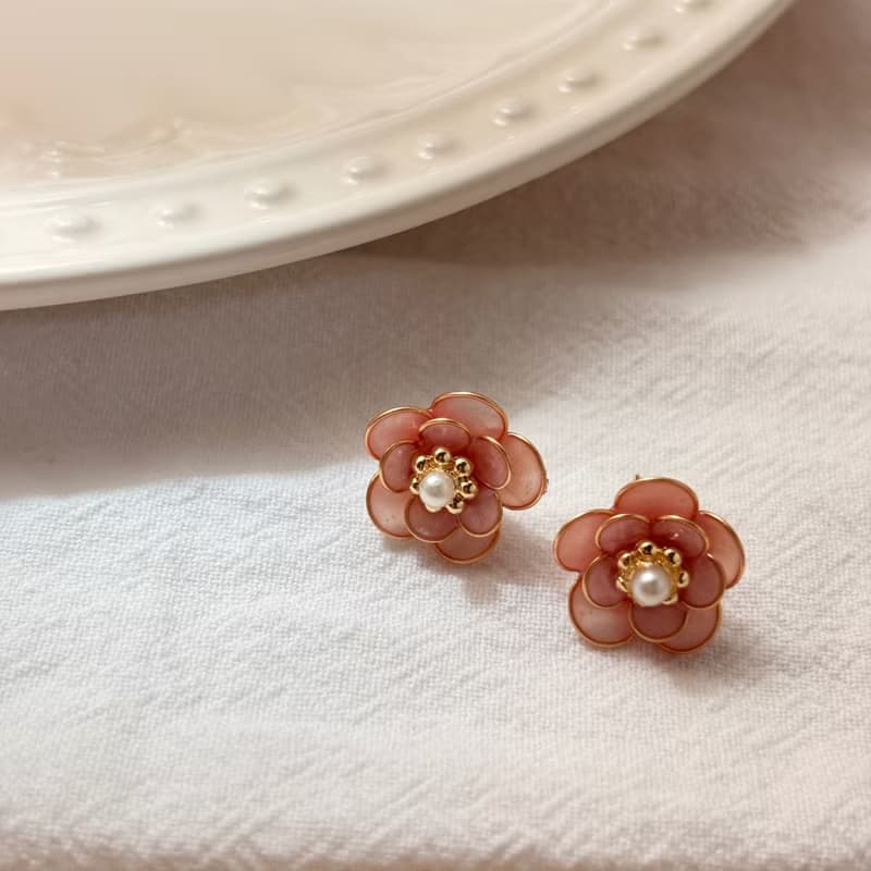 梅雨耳環 / 手作水晶花飾品