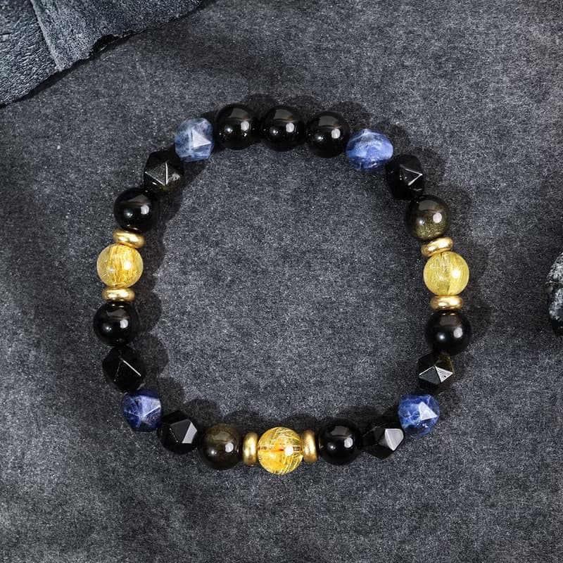 破曉 | B14鈦晶藍紋石黑曜石手鍊