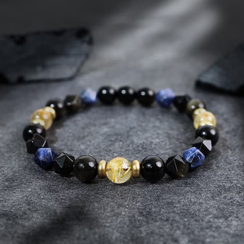 破曉 | B14鈦晶藍紋石黑曜石手鍊