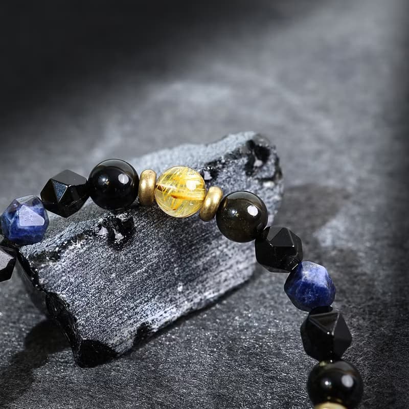 破曉 | B14鈦晶藍紋石黑曜石手鍊