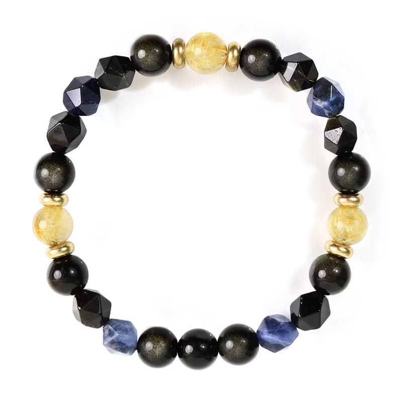 破曉 | B14鈦晶藍紋石黑曜石手鍊