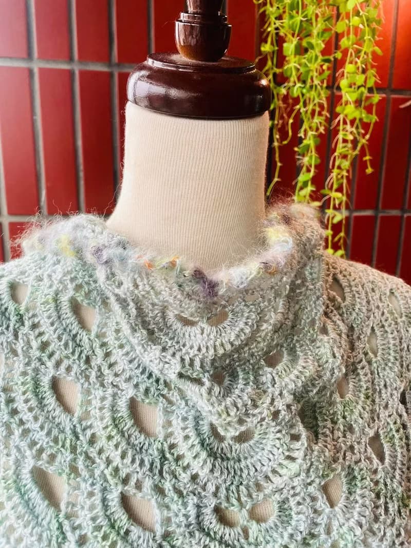 革物製織|手染蠶絲羊毛海披肩圍巾_綠精靈系