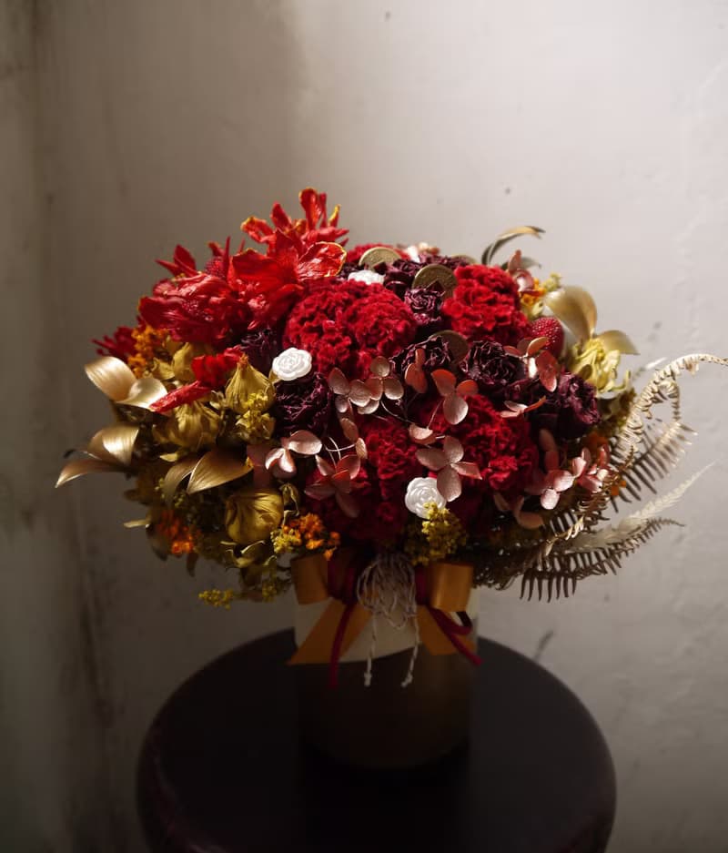 富貴名門.富貴金喜氣紅色系.升官開幕節慶乾燥花手作好禮