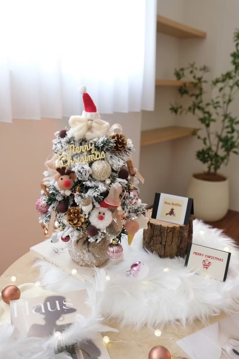 仿真植絨下雪聖誕樹 經典暖呼呼聖誕款 麋鹿 聖誕老人 40cm高