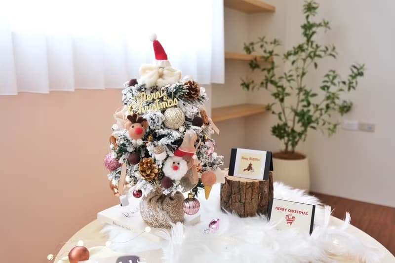 仿真植絨下雪聖誕樹 經典暖呼呼聖誕款 麋鹿 聖誕老人 40cm高