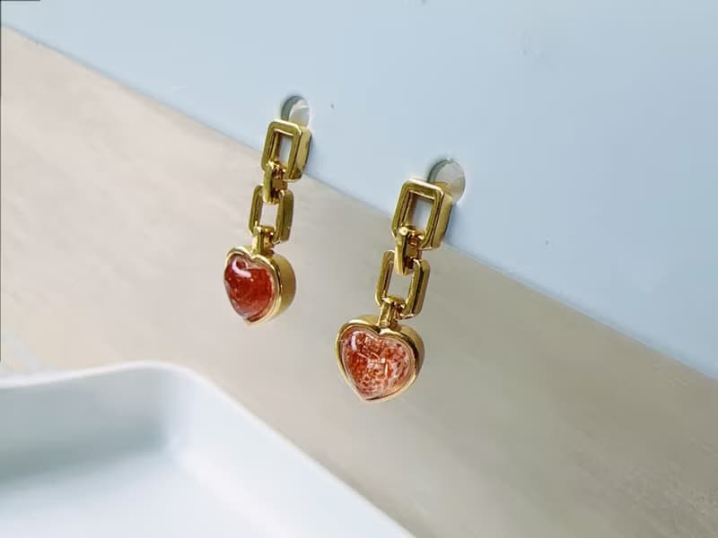 天然太陽石 日長石 純銀耳環 甜美愛心 迷人光點 好人緣