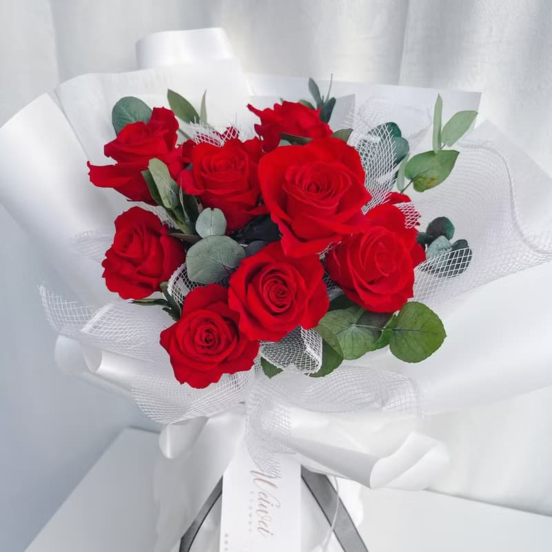 10朵日本進口永生玫瑰花束/情人節禮物/情人節花束/求婚花束