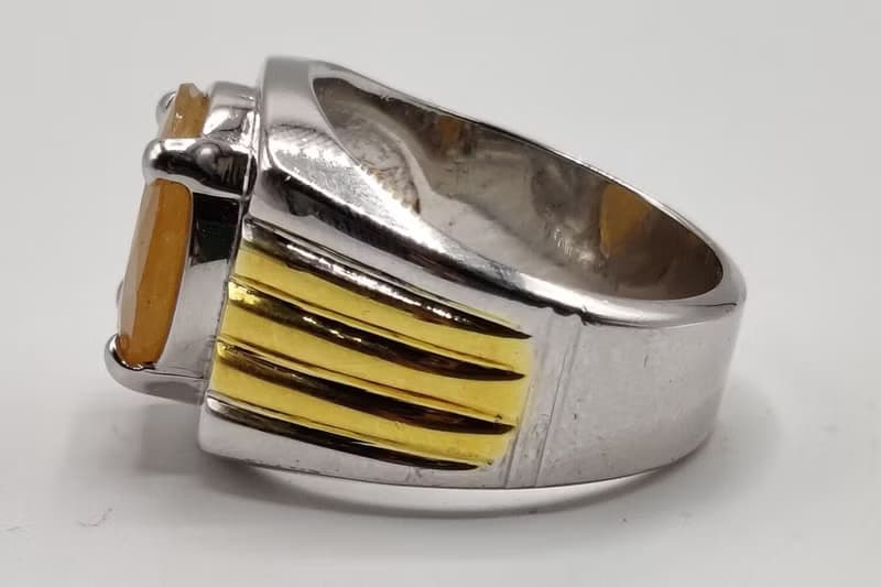 Natural Oval Cut Deep Yellow Sapphire Pukhraj Sterling Silver 925 Ring Handmade