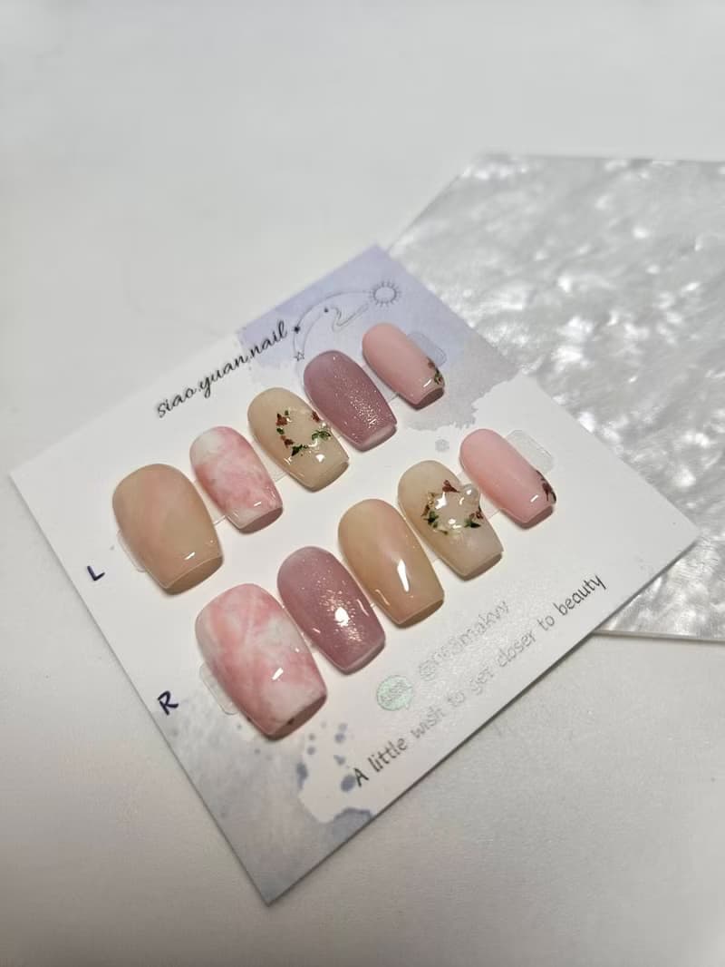 手工穿戴甲/ 致青春 花圈 / 長梯形 尺寸S 現貨商品