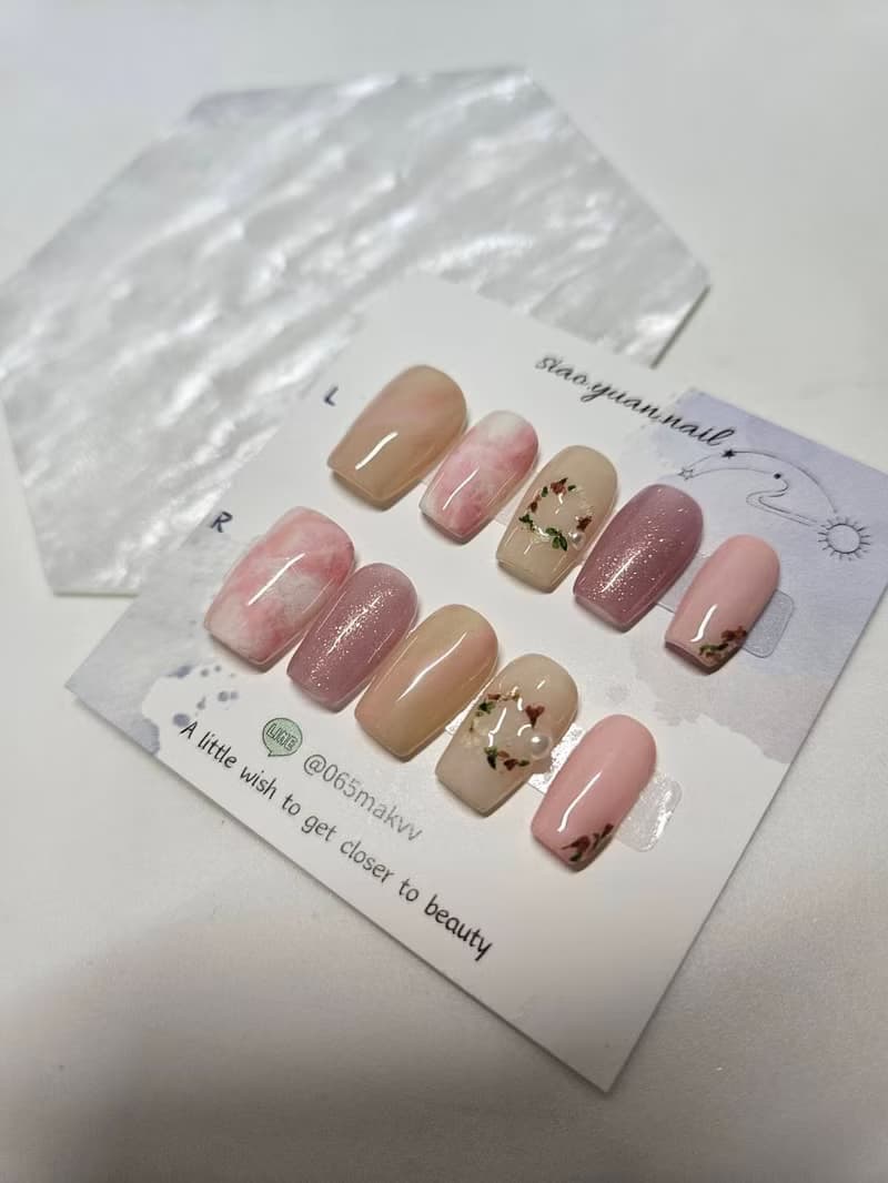 手工穿戴甲/ 致青春 花圈 / 長梯形 尺寸S 現貨商品