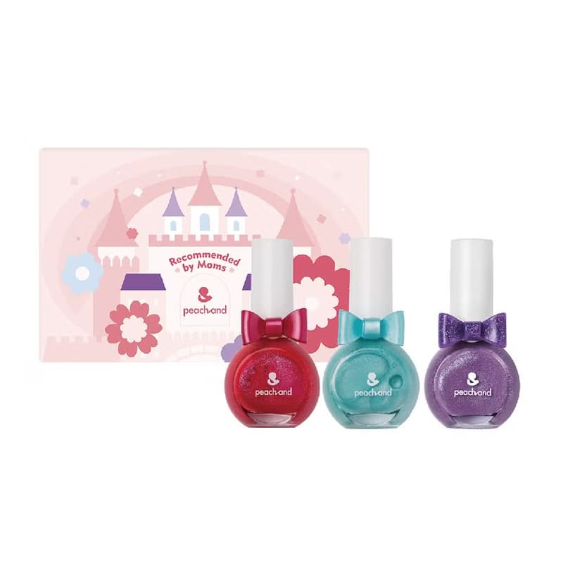 韓國【peachand】兒童水溶性指甲油(附戒指)3入組-糖霜餅乾