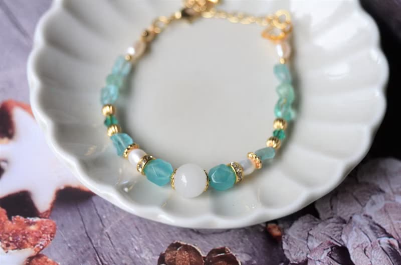 湖畔的謬思女神 - 黃銅珍珠半寶石母乳飾品親子款手鍊