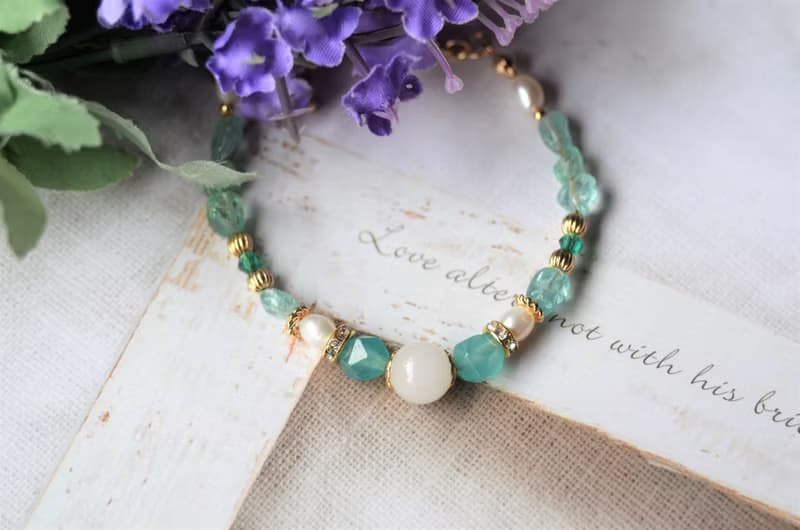 湖畔的謬思女神 - 黃銅珍珠半寶石母乳飾品親子款手鍊