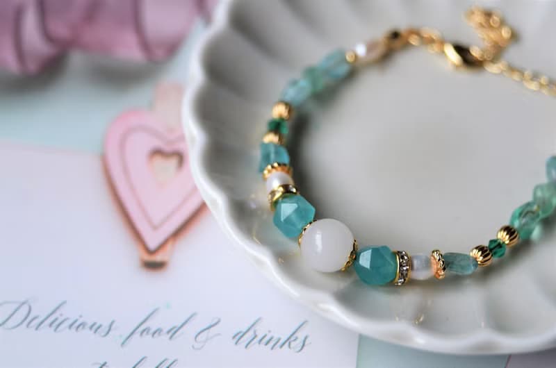 湖畔的謬思女神 - 黃銅珍珠半寶石母乳飾品親子款手鍊