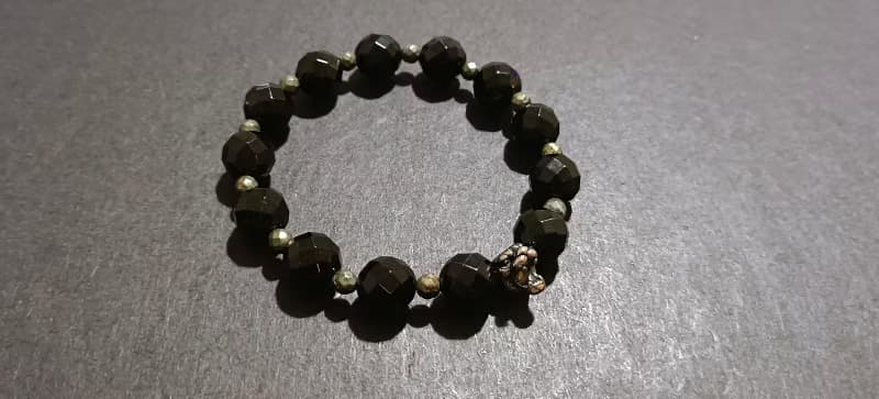 (天然石水晶手鍊)黑瑪瑙 X 黃鐵礦 X 虎頭手鍊