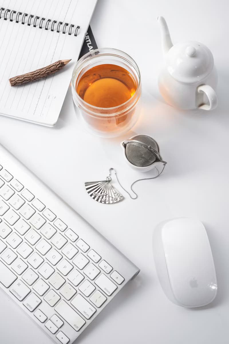 01LIV不銹鋼濾茶器 CHICHI濾茶球 銀色日式扇吊饰附瓷碗 原創設計