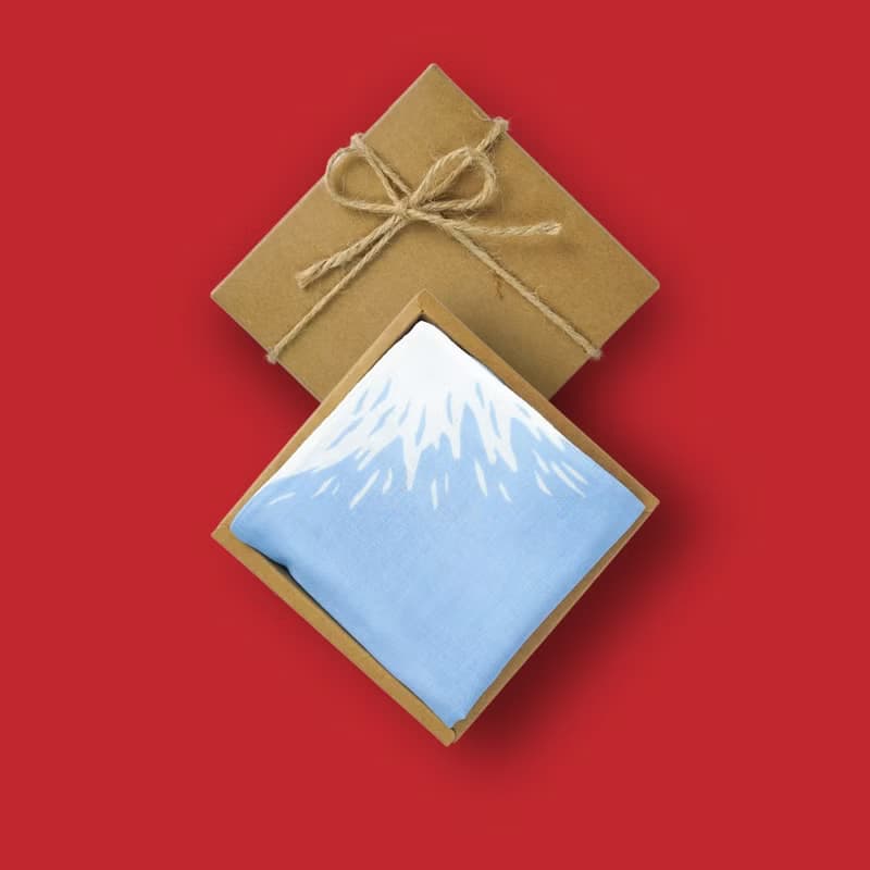 日本富士山四重紗手作小方巾 手帕 幸運物 交換禮物