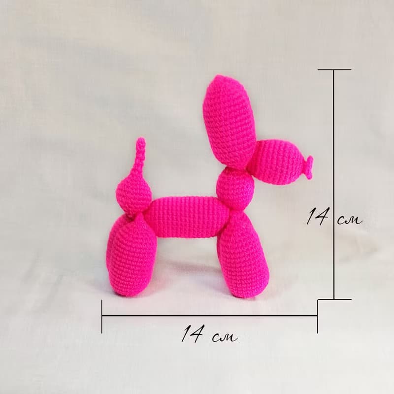 Balloon dog toy Stuffed animal toy Crochet barbie pink dog Hot pink