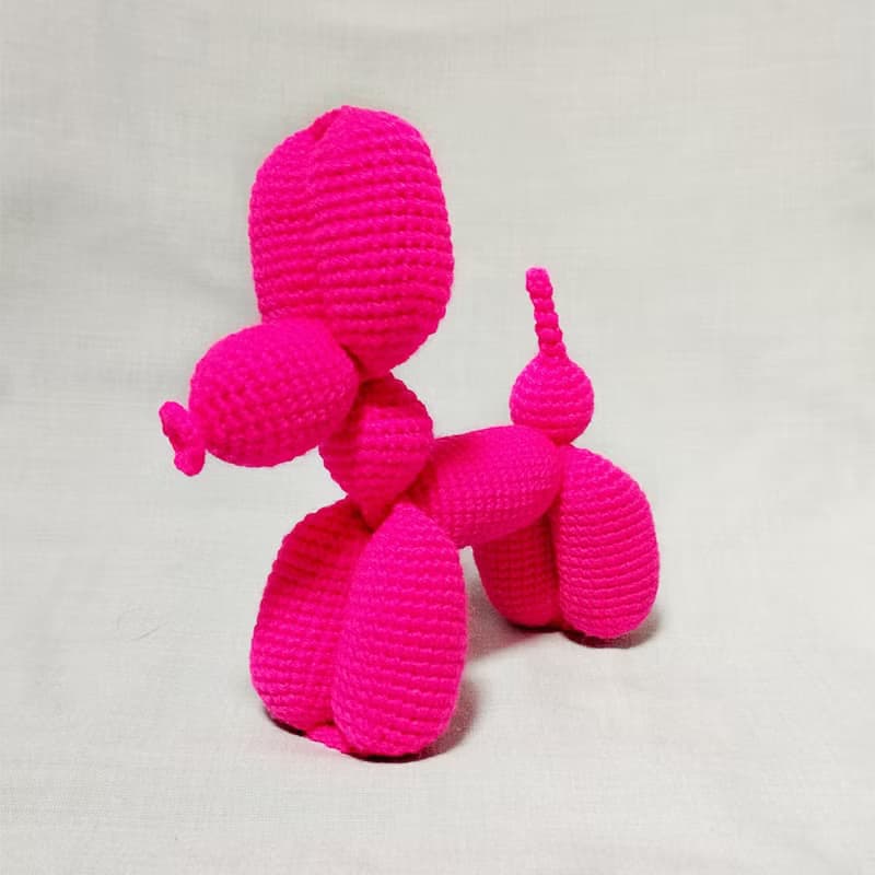 Balloon dog toy Stuffed animal toy Crochet barbie pink dog Hot pink